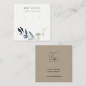 GOLD BLUE FOLIAGE WATERCOLOR EARRING DISPLAY LOGO QUADRATISCHE VISITENKARTE (Vorne/Hinten)