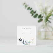 GOLD BLUE FOLIAGE WATERCOLOR EARRING DISPLAY LOGO QUADRATISCHE VISITENKARTE (Stehend Vorderseite)