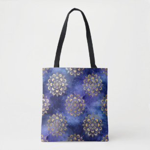 Gold & Blue Galaxy-Dharma-Mandala-Muster Tasche