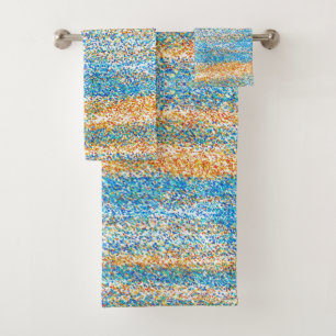 Gold Blue Glitzer Abstrakt Badhandtuch Set