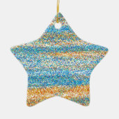 Gold Blue Glitzer Abstrakt Keramik Ornament (Vorne)