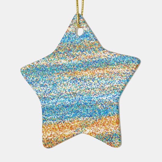 Gold Blue Glitzer Abstrakt Keramik Ornament (Links)