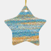 Gold Blue Glitzer Abstrakt Keramik Ornament (Hinten)