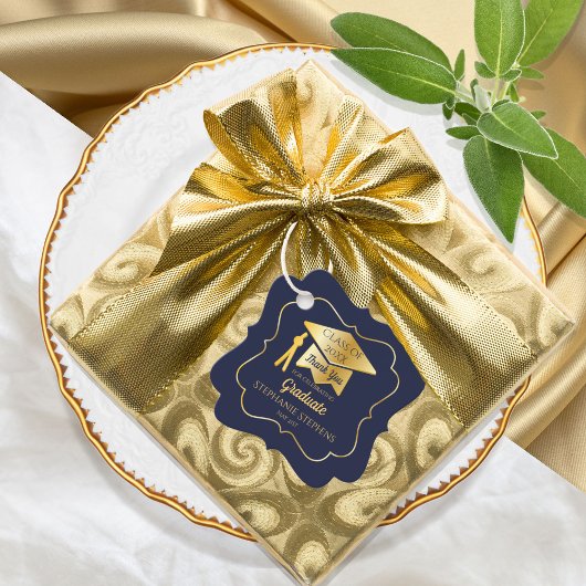 Gold | Blue Grad Cap Class 2023 Vielen Dank Geschenkanhänger