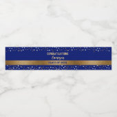 Gold Blue Graduate Anpassbare Klasse 2024 Wasserflaschenetikett (Einzelnes Label)