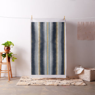 Gold Blue Gray Ikat Zigzag Geometrisches Muster Stoff