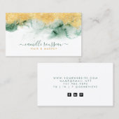 Gold Blue Green Modern Watercolor Visitenkarte (Vorne/Hinten)