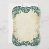 Gold Blue Green Paisley Peacock Wedding No Peacock Einladung (Rückseite)