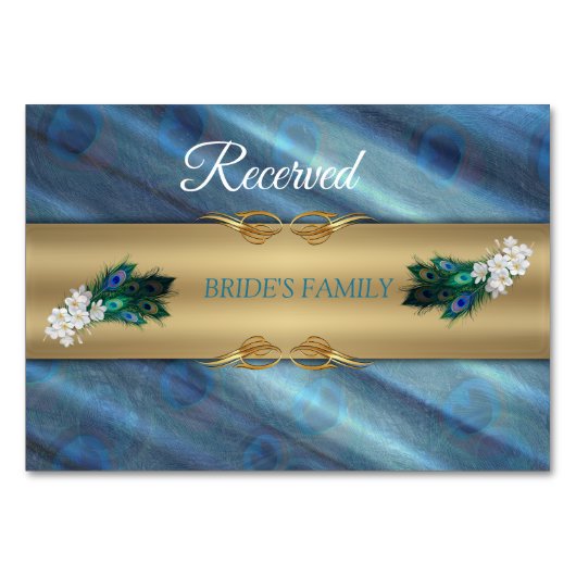 GOLD Blue-Green-Peacocks auf Emerald Green Tischnummer (Vorderseite)