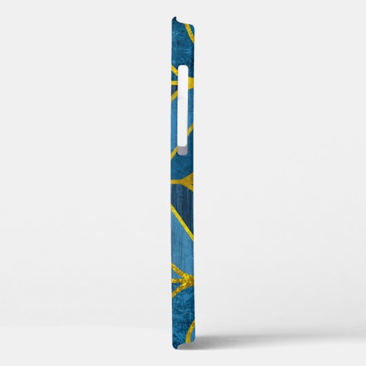 Gold Blue Grunge Muster Case-Mate iPhone Hülle (Rückseite / Links)