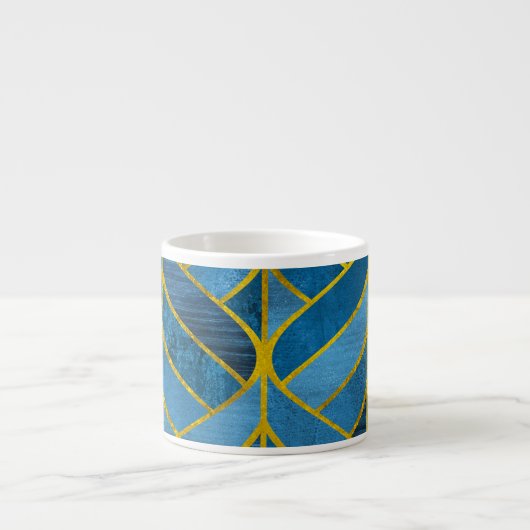 Gold Blue Grunge Muster Espressotasse (Vorderseite)
