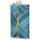 Gold Blue Grunge Muster Flachmann (Links)