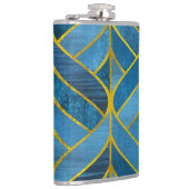 Gold Blue Grunge Muster Flachmann (Rechts)