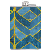 Gold Blue Grunge Muster Flachmann (Rückseite)