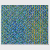 Gold Blue Grunge Muster Geschenkpapier (Flach)