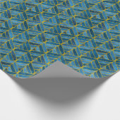 Gold Blue Grunge Muster Geschenkpapier (Ecke)