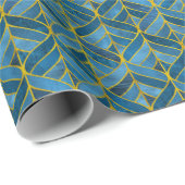 Gold Blue Grunge Muster Geschenkpapier (Rolleneckpunkt)