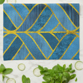 Gold Blue Grunge Muster Geschirrtuch (Gefaltet)