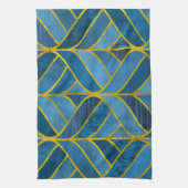 Gold Blue Grunge Muster Geschirrtuch (Vertikal)