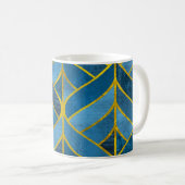 Gold Blue Grunge Muster Kaffeetasse (VorderseiteRechts)