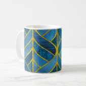Gold Blue Grunge Muster Kaffeetasse (Vorderseite Links)
