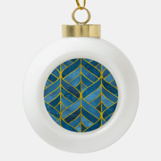 Gold Blue Grunge Muster Keramik Kugel-Ornament