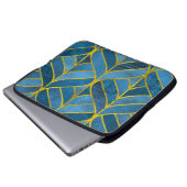 Gold Blue Grunge Muster Laptopschutzhülle (Vorne Knopf)