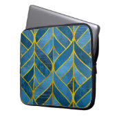Gold Blue Grunge Muster Laptopschutzhülle (Vorderseite Links)