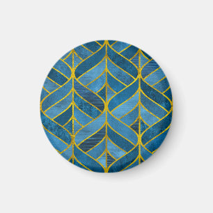 Gold Blue Grunge Muster Magnet