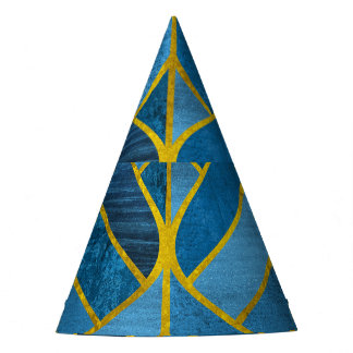 Gold Blue Grunge Muster Partyhütchen