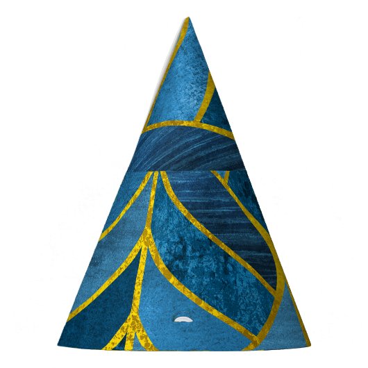 Gold Blue Grunge Muster Partyhütchen (Links)