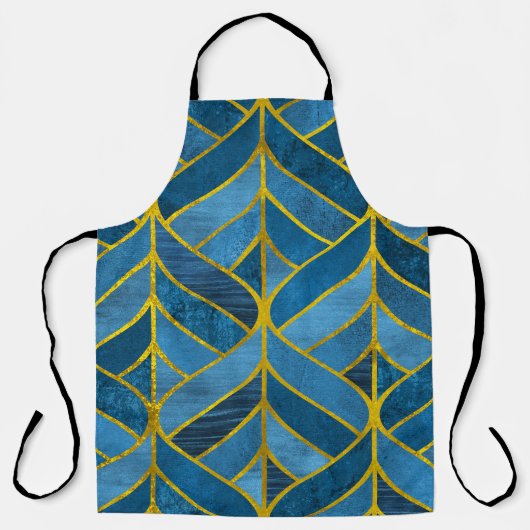 Gold Blue Grunge Muster Schürze (Vorderseite)