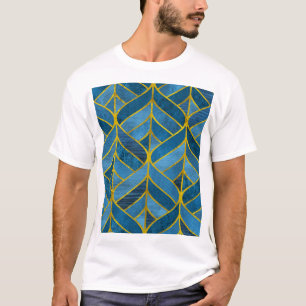 Gold Blue Grunge Muster T-Shirt