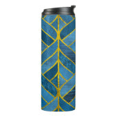 Gold Blue Grunge Muster Thermosbecher (Nach links gedreht)