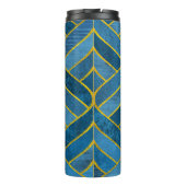 Gold Blue Grunge Muster Thermosbecher (Rückseite)