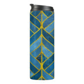 Gold Blue Grunge Muster Thermosbecher (Nach rechts gedreht)