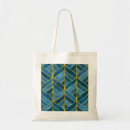 Gold Blue Grunge Muster Tragetasche (Vorne)