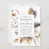 Gold Blue Herbstlaubs Two werden zu einer Bibelhoc Einladung (Vorderseite)