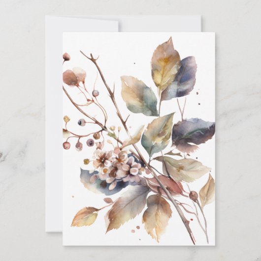 Gold Blue Herbstlaubs Two werden zu einer Bibelhoc Einladung (Rückseite)