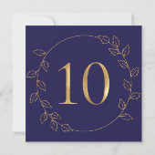 Gold Blue Hydrangea 10. Hochzeitstag Einladung (Rückseite)