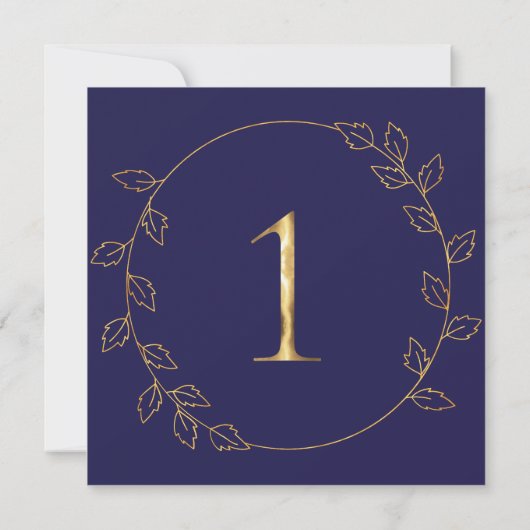 Gold Blue Hydrangea 1. Hochzeitstag Einladung (Rückseite)