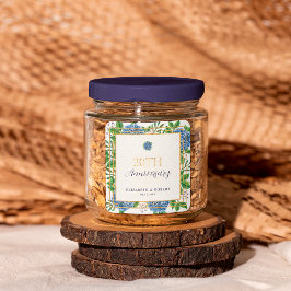 Gold Blue Hydrangea 20 Jahre Party zum Hochzeitsta Quadratischer Aufkleber