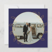 Gold Blue Hydrangea 30. Hochzeit Foto Jubiläum Einladung (Rückseite)