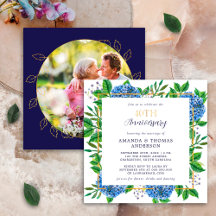 Gold Blue Hydrangea 40 Jahre Hochzeit Foto Jubiläu