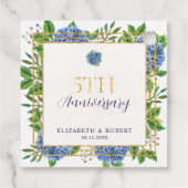 Gold Blue Hydrangea 5. Hochzeitstag Geschenkanhänger (Rückseite)
