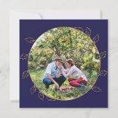 Gold Blue Hydrangea 60. Hochzeit Foto Jubiläum Einladung (Rückseite)