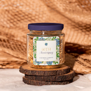 Gold Blue Hydrangea 60. Hochzeitsjubiläum Party Quadratischer Aufkleber