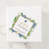 Gold Blue Hydrangea 60. Hochzeitstag Geschenkanhänger (Beispiel)
