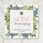 Gold Blue Hydrangea 60. Hochzeitstag Geschenkanhänger (Rückseite)
