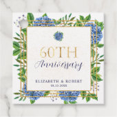Gold Blue Hydrangea 60. Hochzeitstag Geschenkanhänger (Vorderseite)